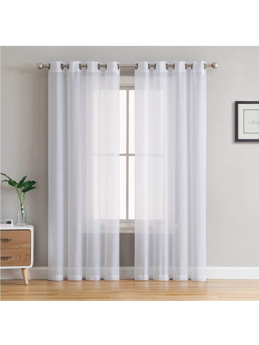 White Sheer Grommet Window Curtain Panel - Unbranded 54”W x 94”L
